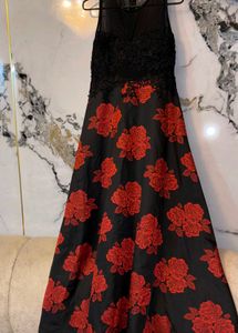 a beautiful black And Red Dress With Rose Print