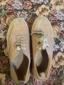 Worn Pink Canvas Lace-Up Sneakers