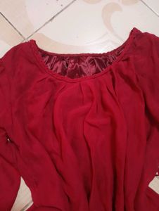Elegant Red Chiffon Top