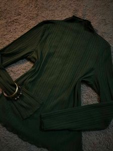 Olive Green Ribbed Turtleneck