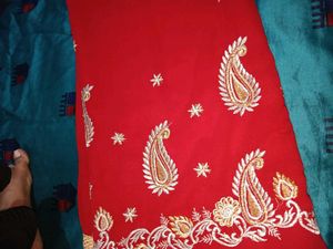 Red Embroidered Saree
