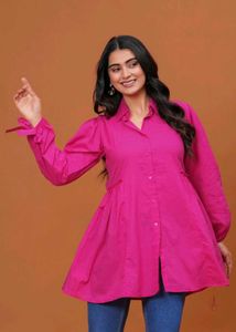 Stylish Pink Shirt with Tie Sleeves