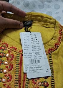 Kalini Yello Embroidery Kurti♥️
