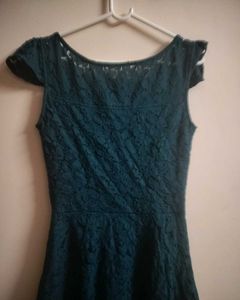 Teal Blue Lace Fit and Flare Dress