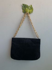 D&amp;G inspired Black Velvet &amp; Gold Chain Bag