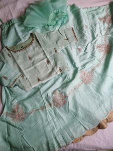 Crop Top Lehenga With Frill Dupatta