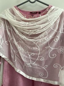 Pink Yoke Design Kurta with Dupatta