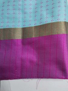 Blue With Pink Arani Soft Silk Saree....