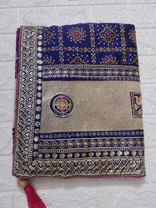 Elegant Blue Bandhani Saree