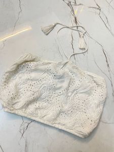 White Eyelet Tube Top
