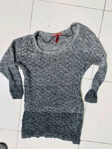 Gray Knit Sweater Dress
