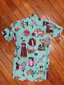 Frida Kahlo Print Button-Down Shirt