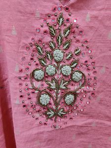 Embroidered Pink Kurti