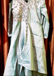 Party Wear Silk Flared Designer Gown Size 44 Inche