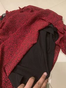 Chic Red Animal Print Top