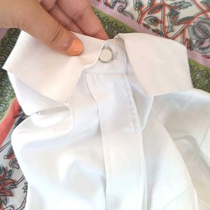 New Cotton Silk Off White Formal Shirt For Women
