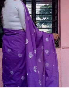 Purple Floral Saree with readymade blouse