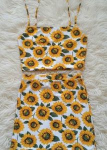 Sunflower Print Two-Piece Set