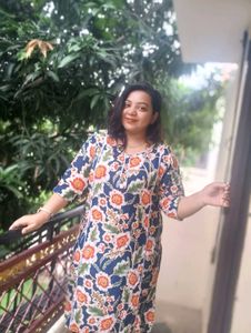 Blue Kashmiri Cotton Kurti