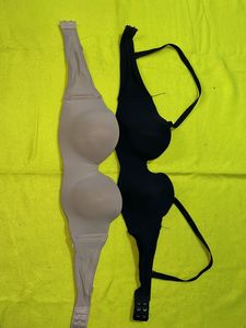 Nude And Black Colour Regular Used Bra Set
