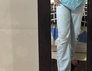 Straight ribbed jeans