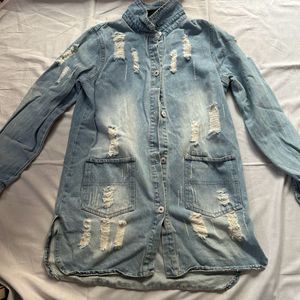 Distressed Denim Mini Dress