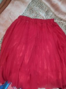 Red Pleated Skirt