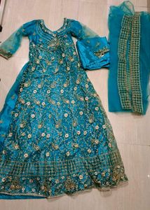 Sky Blue Long Wedding Dress