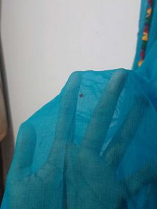 Blue Dupatta With Multicolor Border