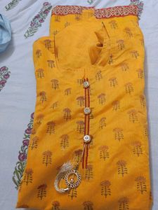 Yellow Printed Kurti