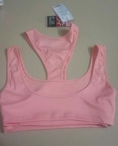 Peach Cutout Sports Bra With 50% Offer