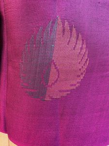 Wine Colored Feather N Leaf Motifs Pure Silk Sare