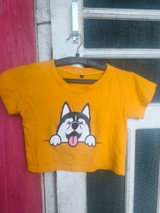 Yellow Graphic Tee with Husky Print