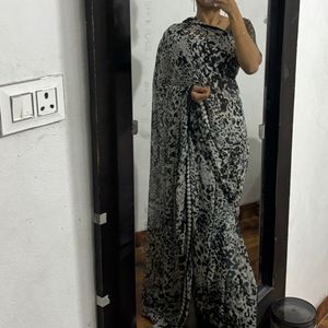 Chic Animal Print Saree