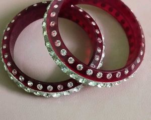 Burgundy & Crystal Bangles