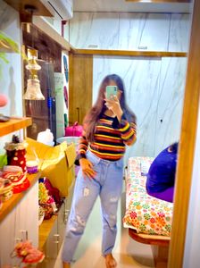 Striped Top and Ripped Jeans