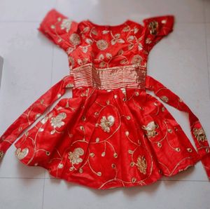 Red & Gold Embroidered Dress