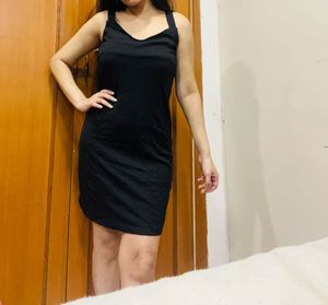 Little Black Dress With Golden Straps