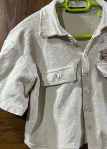 Cute Bear Applique crop shirt