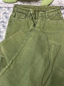 Olive Green Wide Leg Jeans
