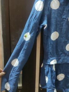 Big White Polka Dots Collared Shirt Great Quality And Barely Used
