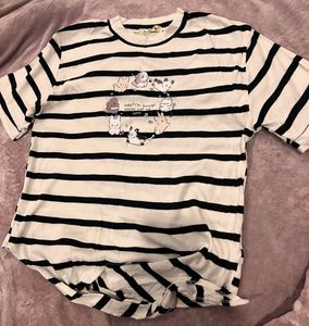 Striped Bunny Graphic Tee with knot