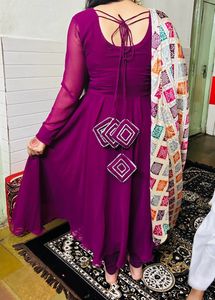 Beautiful Wine Amrella Long Gown