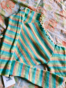 Striped Long Sleeve Crop Top