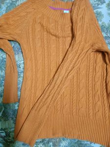 Orange Cable Knit Pullover