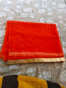 Elegant Orange &amp; Gold Ethnic Gown