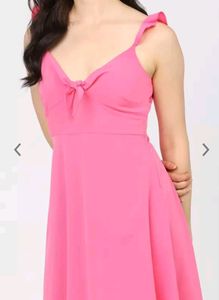 Pink Solid Fit &amp;flare Dress