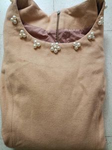Beige Pearl Embellished Top warm wear