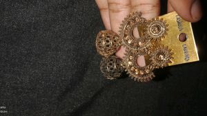 3 Oxidised And 1 Golden Earrings