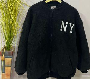 NY Black Sherpa Bomber Jacket
